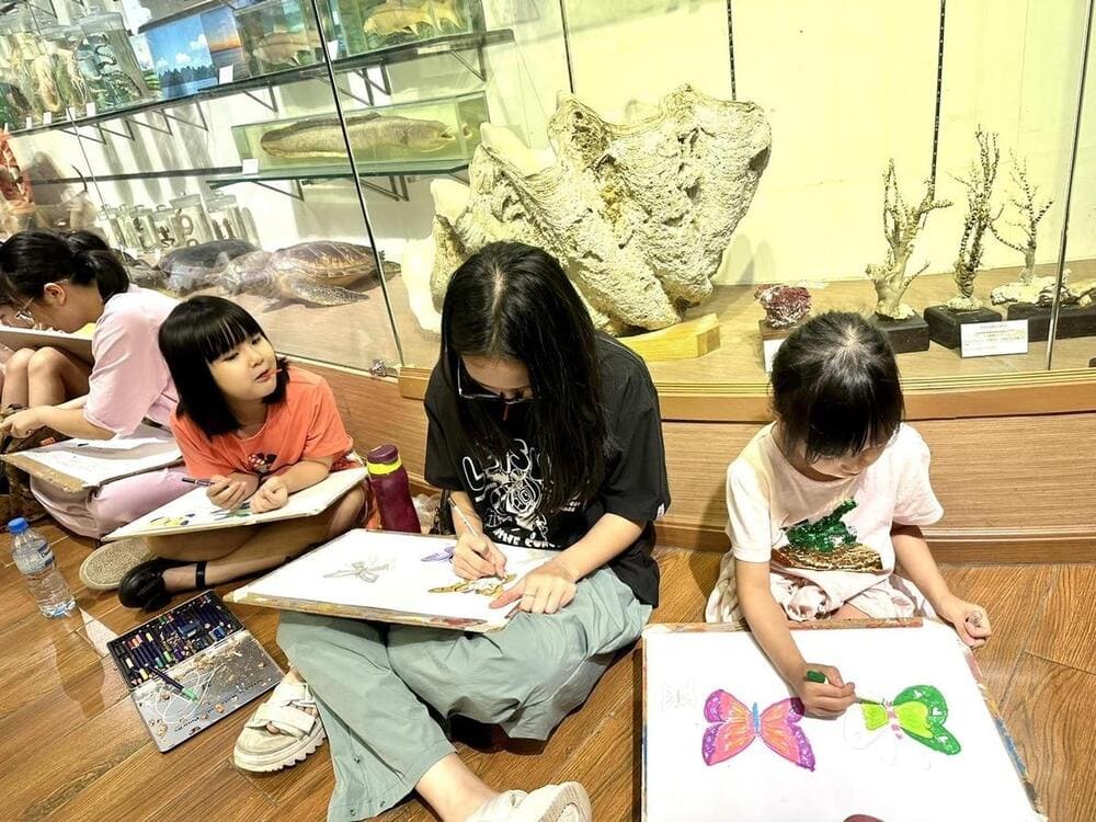 Bảo tàng thiên nhiên Việt Nam thường xuyên tổ chức lớp học trải nghiệm như làm tiêu bản, vẽ tranh khoa học hay mô tả mẫu vật (Nguồn: Bảo tàng Thiên nhiên Việt Nam)